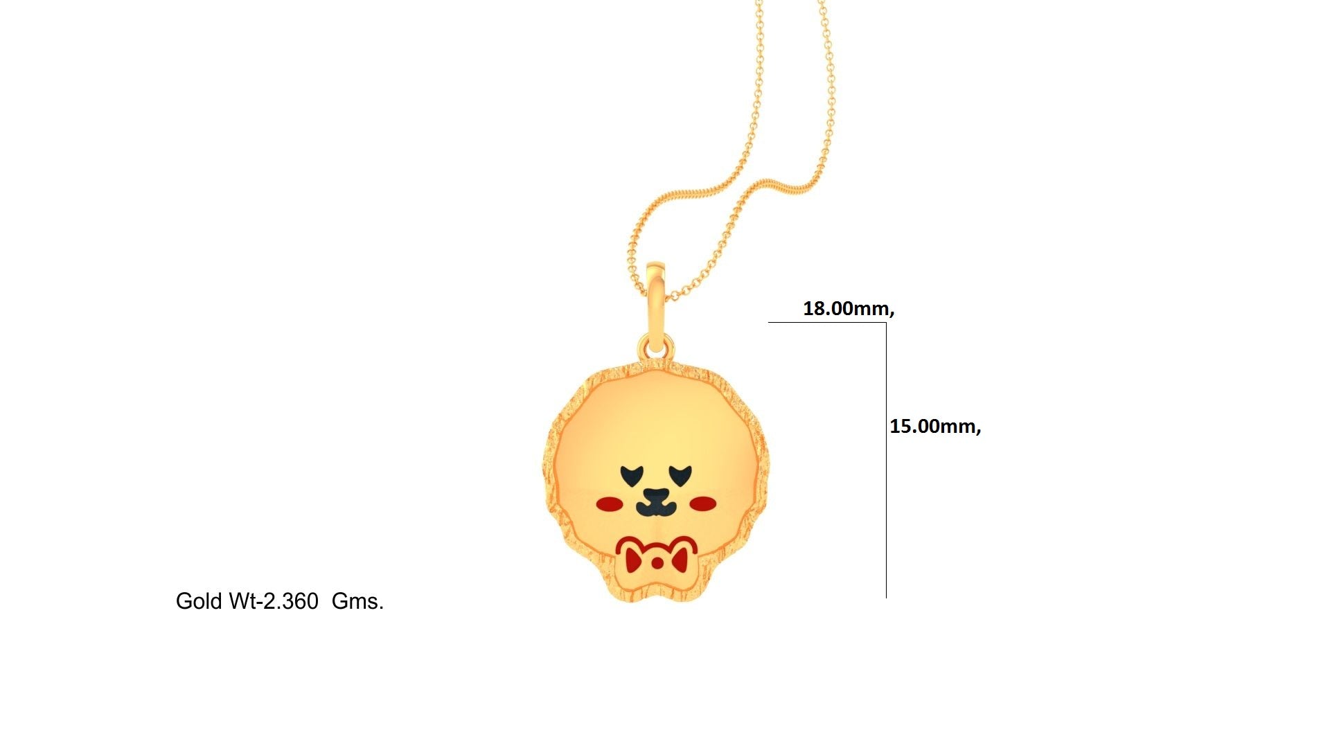 92.5 Sterling Silver CZ Stone Light Weight Gold And Rose Gold Plated Cat With Bow Tie Shaped Pendant For Kids By Kesardeep